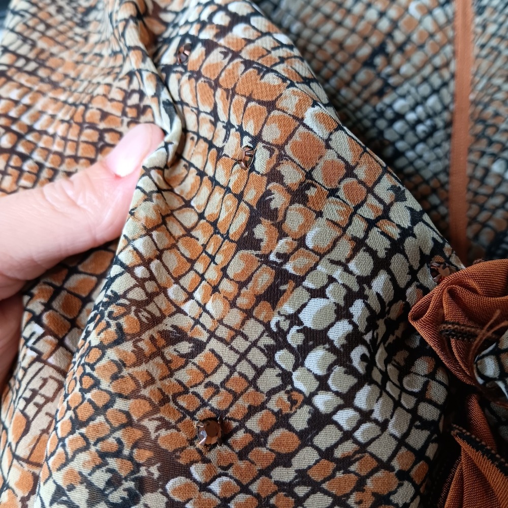 VTG Y2K Spencer Alexis Midi Dress 10 Orange Brown Snakeskin Fairy Goblincore - Picture 3 of 10